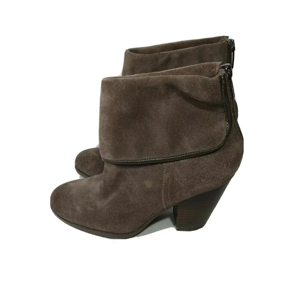 Vince Camuto Booties Suede Leather Women Size 8.5 Brown Zip Closure Block Heel - Picture 2 of 10